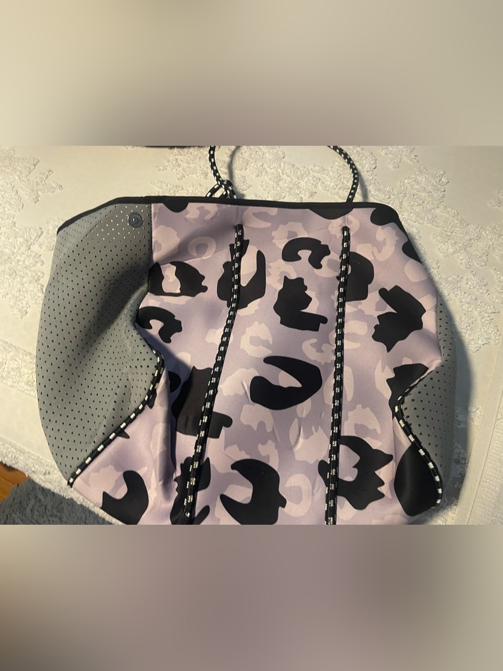 Stylish Lavender Leopard Neoprene Tote Bag